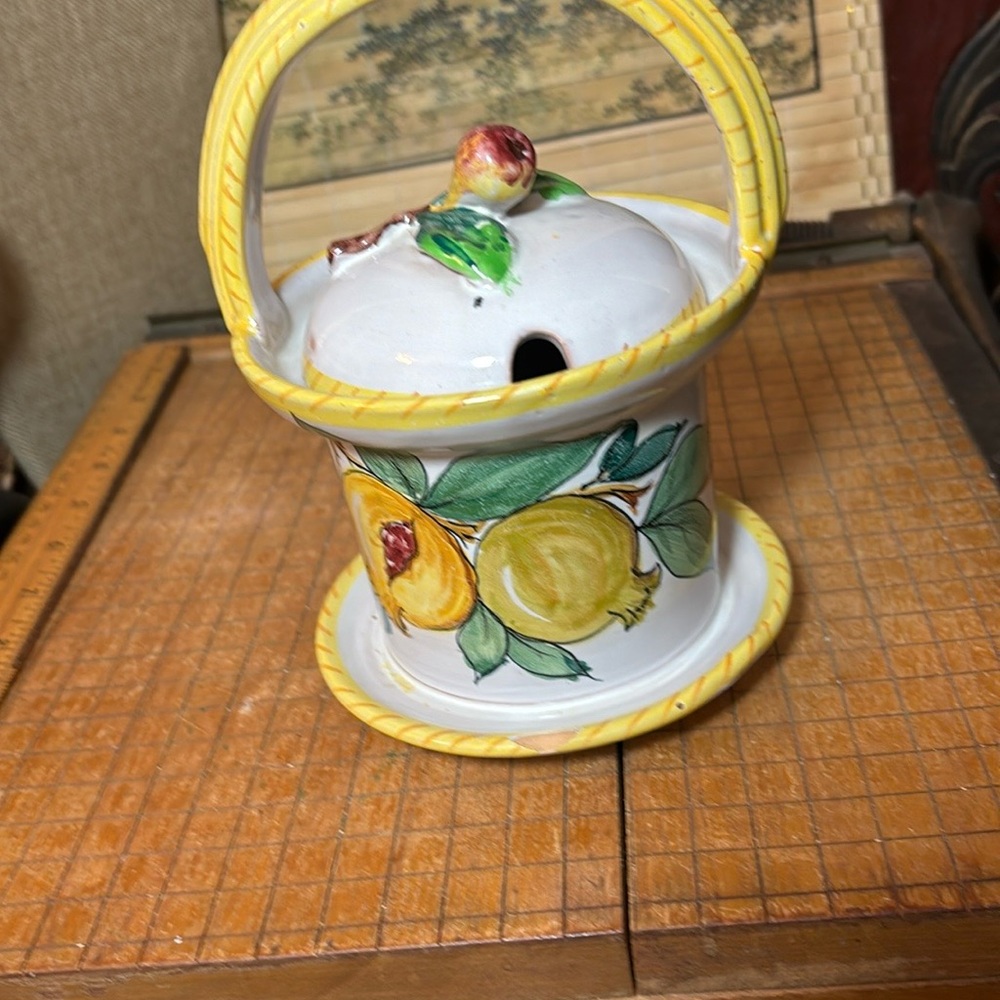 Fratelli Fanciullacci Jar Italy Fig Finial Jam Jelly Hand-Painted Ceramic 7”x5” - Picture 14 of 16